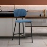 Armen Living Rococo 26" Blue Faux Leather and Metal Counter Height Bar Stool 001