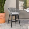 Armen Living Tutti Frutti Indoor Outdoor Bar or Counter Height Bar Stool in Black Brushed Wood with Grey Rope