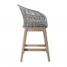 Armen Living Tutti Frutti Indoor Outdoor Bar or Counter Height Bar Stool in Aged Teak Wood with Grey Rope Side View