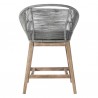 Armen Living Tutti Frutti Indoor Outdoor Bar or Counter Height Bar Stool in Aged Teak Wood with Grey Rope Back View