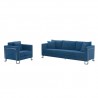 Armen Living Heritage 2 Piece Blue/Grey Fabric Upholstered Sofa & Chair Set