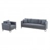 Armen Living Heritage 2 Piece Blue/Grey Fabric Upholstered Sofa & Chair Set 10