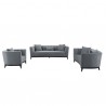 Armen Melange Gray/Blue Velvet Loveseat With Black Wood Base  010