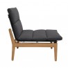 Armen Living Arno Outdoor 7 Piece Teak Wood Seating Set in Charcoal Olefin Chair Side View