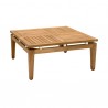 Armen Living Arno Outdoor 7 Piece Teak Wood Seating Set in Charcoal Olefin Table