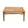Armen Living Arno Outdoor 6 Piece Teak Wood Seating Set in Charcoal Olefin Table