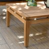 Armen Living Arno Outdoor 5 Piece Teak Wood Seating Set in Charcoal Olefin- Table 