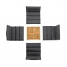 Armen Living Arno Outdoor 5 Piece Teak Wood Seating Set in Charcoal Olefin- Chair Set Top View