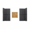 Armen Living Arno Outdoor 5 Piece Teak Wood Seating Set in Charcoal Olefin- Love Seat  Top View
