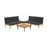 Armen Living Arno Outdoor 5 Piece Teak Wood Seating Set in Charcoal Olefin- Love Seat 