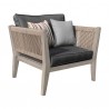 Armen Living Condesa 4 Piece Outdoor Patio Furniture Set in Acacia Wood and Rope Charcoal Chair Side