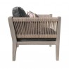Armen Living Condesa 4 Piece Outdoor Patio Furniture Set in Acacia Wood and Rope Charcoal Chair Side