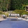 Armen Living Condesa 4 Piece Outdoor Patio Furniture Set in Acacia Wood and Rope Charcoal