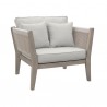 Armen Living Condesa 4 Piece Outdoor Patio Furniture Set in Acacia Wood and Rope Gray Chair