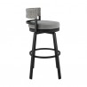 Armen Living Encinitas Outdoor Patio 5-Piece Bar Table Set in Aluminum with Grey Cushions Bar Stool Side