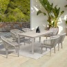 Armen Living Haiti 7-Piece Patio Outdoor Dining Set With In Grey Acacia Wood With Rope