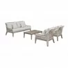 Armen Living Hawaii 4 Piece Outdoor Patio Furniture Set in Acacia Wood and Rope with Grey Cushions Set - Armen Living Hawaii 4 Piece Outdoor Patio Furniture Set in Acacia Wood and Rope with Grey Cushions Set
