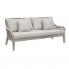 Armen Living Hawaii 4 Piece Outdoor Patio Furniture Set in Acacia Wood and Rope with Grey Cushions Sofa Side