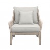 Armen Living Hawaii 4 Piece Outdoor Patio Furniture Set in Acacia Wood and Rope with Grey Cushions Chair Front