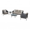 Armen Living Pismo 5-Piece Outdoor Patio Furniture Set in Acacia Wood and Wicker with Taupe Cushions- Set