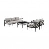 Armen Living Sonoma Outdoor 4 piece Set In Grey Finish And Dark/Light Grey Cushions 014