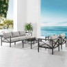 Armen Living Sonoma Outdoor 4 piece Set In Grey Finish And Dark/Light Grey Cushions 017