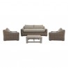 Armen Living Verano 4 Piece Outdoor Patio Furniture Set in Wicker and Acacia Wood with Taupe Cushions Set