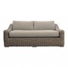 Armen Living Verano 4 Piece Outdoor Patio Furniture Set in Wicker and Acacia Wood with Taupe Cushions Sofa Front