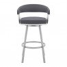 Armen Living Chelsea Faux Leather and Silver Metal Bar Stool 005