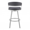 Armen Living Chelsea Faux Leather and Silver Metal Bar Stool 002