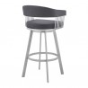 Armen Living Chelsea Faux Leather and Silver Metal Bar Stool 005