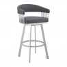 Armen Living Chelsea Faux Leather and Silver Metal Bar Stool 003