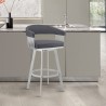 Armen Living Chelsea Faux Leather and Silver Metal Bar Stool