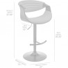 Armen Living Gionni Adjustable Swivel Gray Faux Leather and Black Wood Bar Stool with Black Base Size