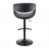 Armen Living Gionni Adjustable Swivel Gray Faux Leather and Black Wood Bar Stool with Black Base Back