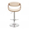 Armen Living Gionni Adjustable Swivel Cream Faux Leather and Walnut Wood Bar Stool with Chrome Base Front