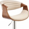 Armen Living Gionni Adjustable Swivel Cream Faux Leather and Walnut Wood Bar Stool with Chrome Base