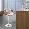 Armen Living Gionni Adjustable Swivel Cream Faux Leather and Walnut Wood Bar Stool with Chrome Base