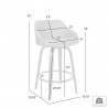 Armen Living Alec 30" Bar Height Swivel Grey Faux Leather and Black Wood Bar Stool