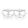 Arzon Coffee Table Set Bronze - Table Dimensions