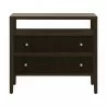 Essentials For Living Highland Open Shelf 2-Drawer Nightstand in Dutch Brown Oak, Polished Brass - Front Angle - Essentials For Living Highland Open Shelf 2-Drawer Nightstand in Dutch Brown Oak, Polished Brass - Front Angle