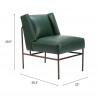 Zuo Modern Atlanta Accent Chair Green- Seated Dimensions