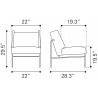 Zuo Modern Atlanta Accent Chair Brown- Seat Dimension