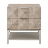 Essentials For Living Atlas 2-Drawer Nightstand - Natural Gray Acacia, Brushed Stainless Steel - Front Angle
