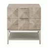 Essentials For Living Atlas 2-Drawer Nightstand - Natural Gray Acacia, Brushed Stainless Steel - Front Angle - Essentials For Living Atlas 2-Drawer Nightstand - Natural Gray Acacia, Brushed Stainless Steel - Front Angle