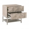 Essentials For Living Atlas 2-Drawer Nightstand - Natural Gray Acacia, Brushed Stainless Steel - Front Side Opened Angle