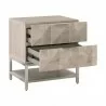 Essentials For Living Atlas 2-Drawer Nightstand - Natural Gray Acacia, Brushed Stainless Steel - Front Side Opened Angle - Essentials For Living Atlas 2-Drawer Nightstand - Natural Gray Acacia, Brushed Stainless Steel - Front Side Opened Angle