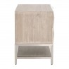 Essentials For Living Atlas 2-Drawer Nightstand - Natural Gray Acacia, Brushed Stainless Steel - Side Angle