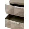 Essentials For Living Atlas 2-Drawer Nightstand - Natural Gray Acacia, Brushed Stainless Steel - Side Closeup Opened Angle - Essentials For Living Atlas 2-Drawer Nightstand - Natural Gray Acacia, Brushed Stainless Steel - Side Closeup Opened Angle