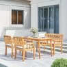 Vifah Kapalua Honey Nautical 4-Piece Wooden Outdoor Dining Set with Bench, Side Angle - Vifah Kapalua Honey Nautical 4-Piece Wooden Outdoor Dining Set with Bench, Side Angle